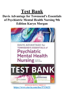 Test Bank For Davis Advantage for Townsend’s Essentials of Psychiatric Mental Health Nursing 9th Edition