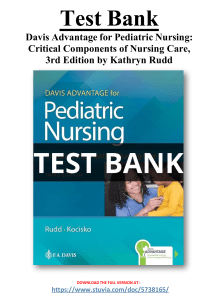 Test Bank for Davis Advantage for Pediatric Nursing Critical Components of Nursing Care, 3rd Edition