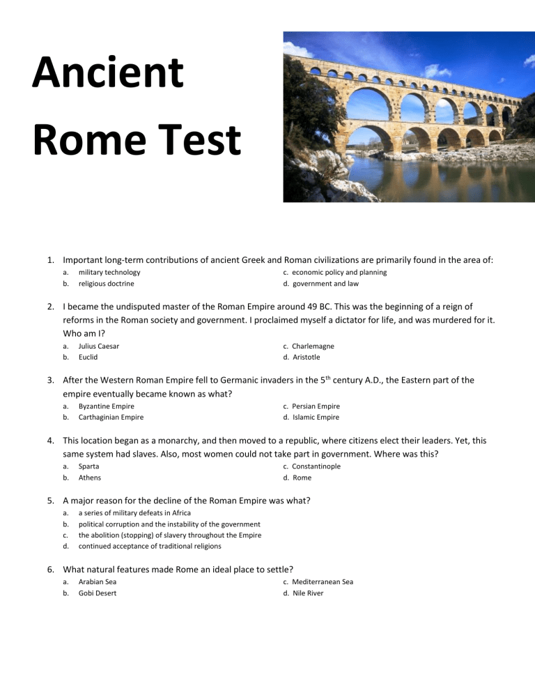 Ancient Rome Test