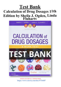 Test Bank For Calculation of Drug Dosages 11th Edition by Sheila J. Ogden, Linda Fluharty