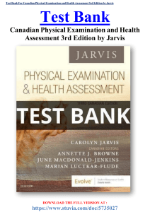 Test Bank For Canadian Physical Examination and Health Assessment 3rd Edition by Jarvis