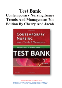 Test Bank For Contemporary Nursing Issues Trends And Management 7th Edition By Cherry And Jacob