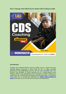 How to Manage Time Effectively for Online CDS Coaching in India