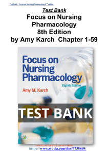 Test Bank  Focus on Nursing Pharmacology 8th edition 