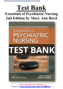 Test Bank Essentials of Psychiatric Nursing 2nd Edition by Mary Ann Boyd