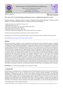 The role of AI in transforming auditing practices A global perspective review