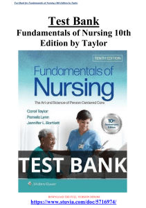 Test Bank for Fundamentals of Nursing 10th Edition by Taylor