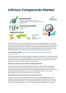 Lithium Compounds Market Insights, Growth and Investment Feasibility By 2030