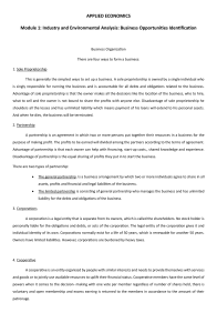 Applied Economics: Industry & Business Analysis