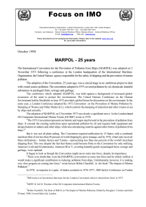 Focus on IMO - MARPOL - 25 years (October 1998)