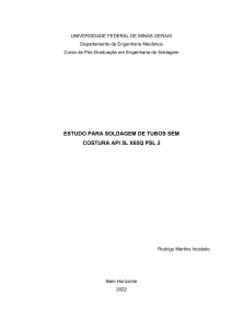 ESTUDO PARA SOLDAGEM DE TUBOS SEM COSTURA API 5L X65Q PSL 2