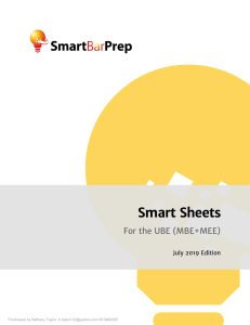 SmartBarPrep Smart Sheets For the UBE (MBE + MEE) - July 2019 Edition