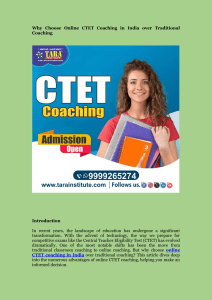 Why Choose Online CTET Coaching in India over Traditional Coaching