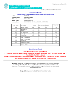 CBSE - Senior School Certificate Examination (Class XII) Results 2024