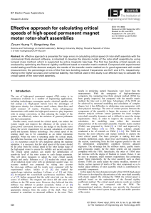 IET Electric Power Appl - 2015 - Huang - Effective approach for calculating critical speeds of high‐speed permanent magnet