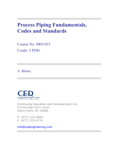 Process Piping Fundamentals, Codes and Standards - Module 1