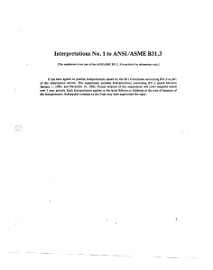 ANSI/ASME B31.3 Interpretations