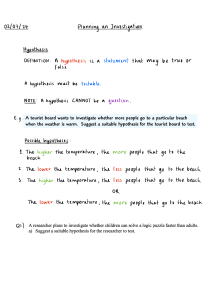 Lesson 1 - 2nd July - Planning an Investigation (BLANK)