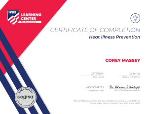 Heat Illness Prevention Certificate of Completion