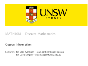 MATH1081 Discrete Mathematics Course Information - UNSW