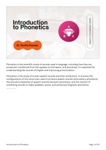 Introduction to Basic Phonetics - Compiled by Dr. Cecilia 