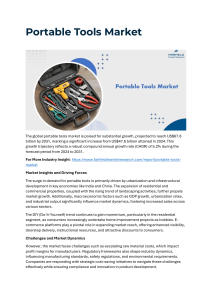 Portable Tools Market 2024 Current Status and Challenges with Future Opportunities to 2031