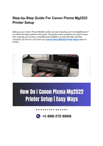 Step-by-Step Guide For Canon Pixma Mg2522 Printer Setup