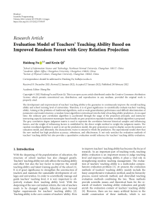 Evaluation Model of Teachers Teaching Ability Bas