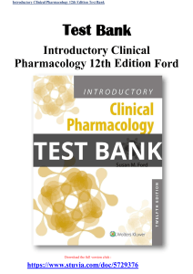 Test Bank Introductory Clinical Pharmacology 12th Edition