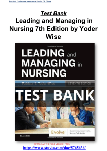 Test Bank Leading and Managing in Nursing 7th Edition by Patricia S. Yoder-Wise