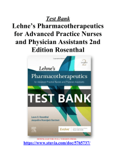 Test Bank Lehne’s Pharmacotherapeutics for Advanced Practice Nurses and Physician Assistants 2nd Edition Rosenthal.