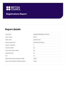 Cambridge Exam Registration Report - November 2023