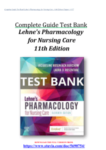 Test Bank Lehne's Pharmacology for Nursing Care, 11th Edition