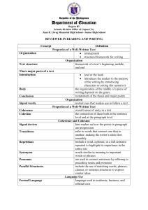 Reading & Writing Reviewer: Text Organization & Language