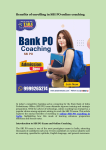 Benefits of enrolling in SBI PO online coaching