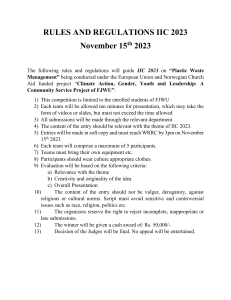 IIC 2023 Rules: Plastic Waste Management Competition