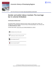 Gender and settler labour markets in colonial Zimbabwe