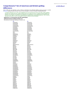 American vs British Spelling Differences List