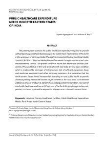 JRD public healthcare expenditure needs in northeast India