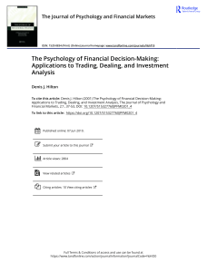 The Psychology of Financial Decision-Making  Applications to Trading  Dealing  and Investment Analysis