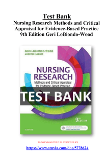 Test Bank for Nursing Research Methods and Critical Appraisal for Evidence-Based Practice 9th Edition Geri LoBiondo-Wood