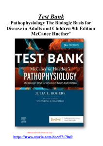  Test Bank Pathophysiology The Biologic Basis for Disease in Adults and Children 9th Edition