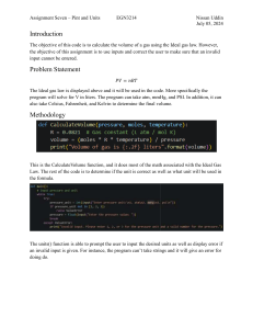 Ideal Gas Law Calculator Assignment