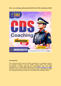 How can working professionals find the best CDS coaching in Delhi