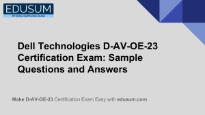Dell Technologies D-AV-OE-23 Certification Exam: Sample Questions and Answers