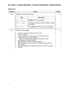 AS – Paper 1 – Revision Worksheet – Processor Fundamentals - Marking Scheme