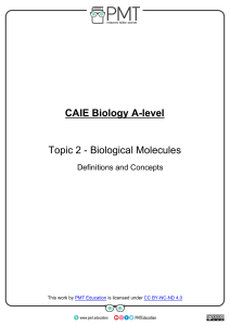 Definitions - Topic 2 Biological molecules