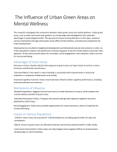 The Influence of Urban Green Areas on Mental Wellness