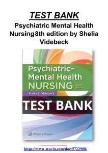 Test Bank Psychiatric Mental Health Nursing 8th edition by Shelia Videbeck