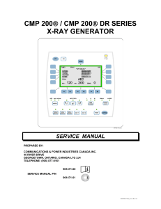 CMP 200 X-Ray Generator Service Manual